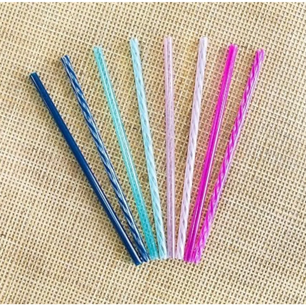 NEW Ello Reusable Plastic Straws with Cleaning Brush, One Size, Blue & Pink